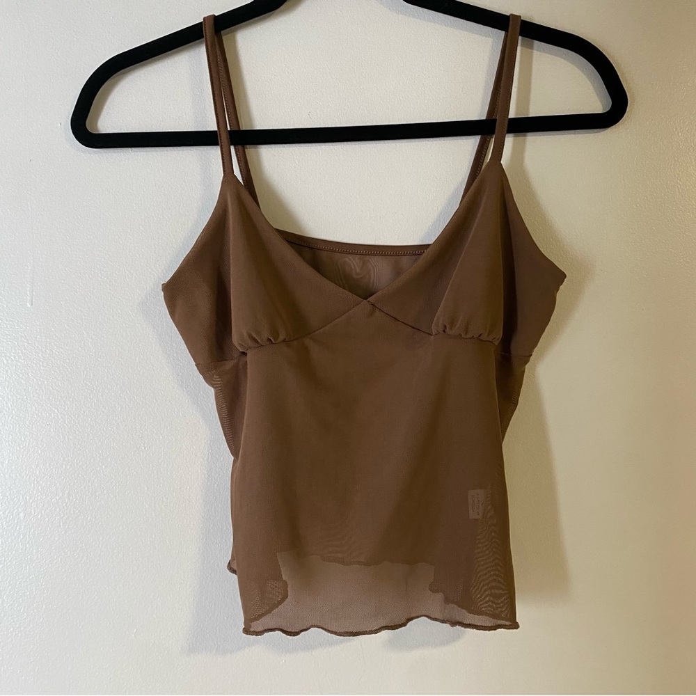 Brown mesh cami